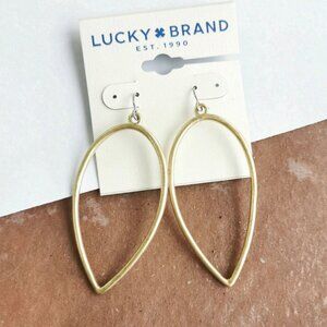 Lucky Brand Gold Plated Teardrop Hoop Earrings Large Boho Statement Jewelry